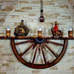 Рафт-лампи от автентични колела от каруца с 3 ръчно изработени дървени чашки!