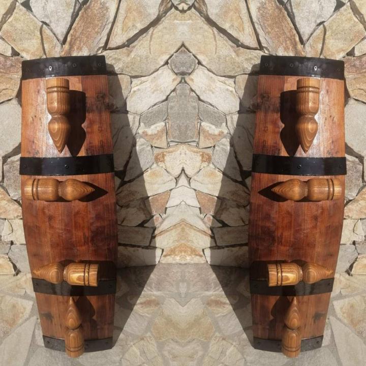 Полилеи от автентични реставирани бъчви с 4 ръчно изработени дървени чашки-конус!