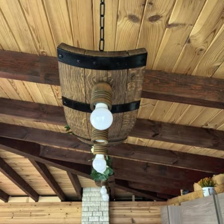 Полилеи от автентични реставрирани бъчви с 4 ръчно изработени дървени чашки!