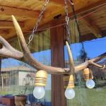 Ръчно изработен полилей от рога на елен с 3 ръчно изработени дървени чашки!