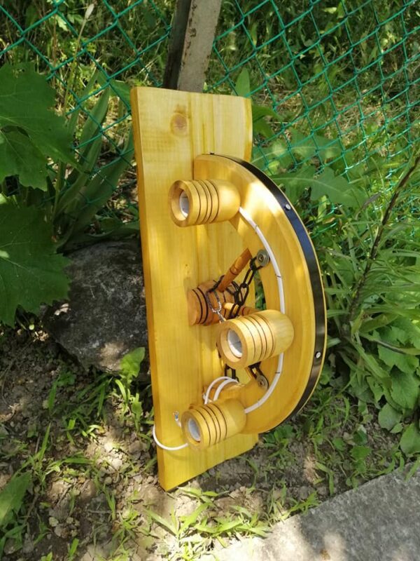 Етно стенни лампи тип колело на каруца с дървени чашки - Image 6