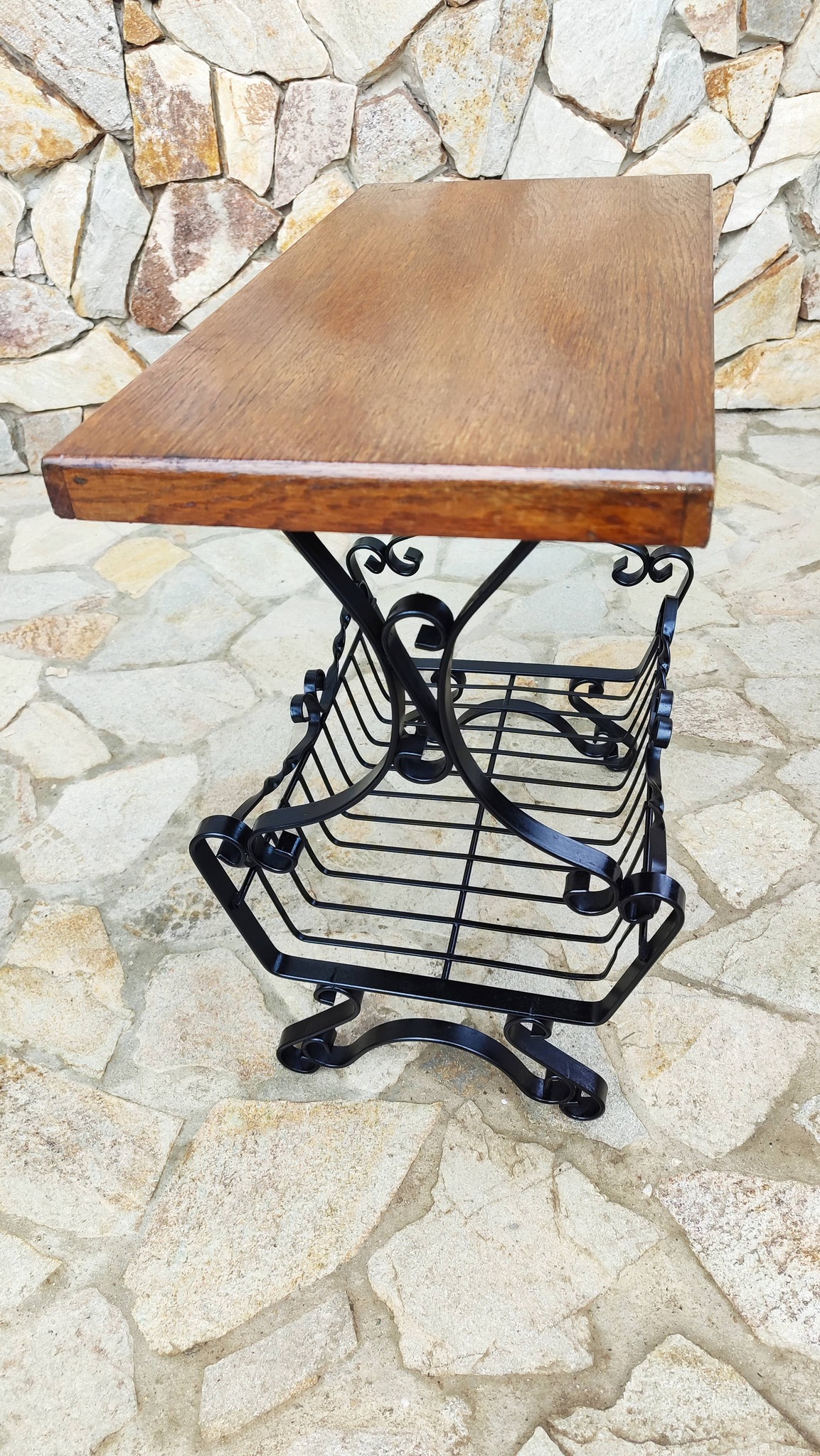 Красива масичка от ковано желязо с орнаменти и дървен плот! - Image 6